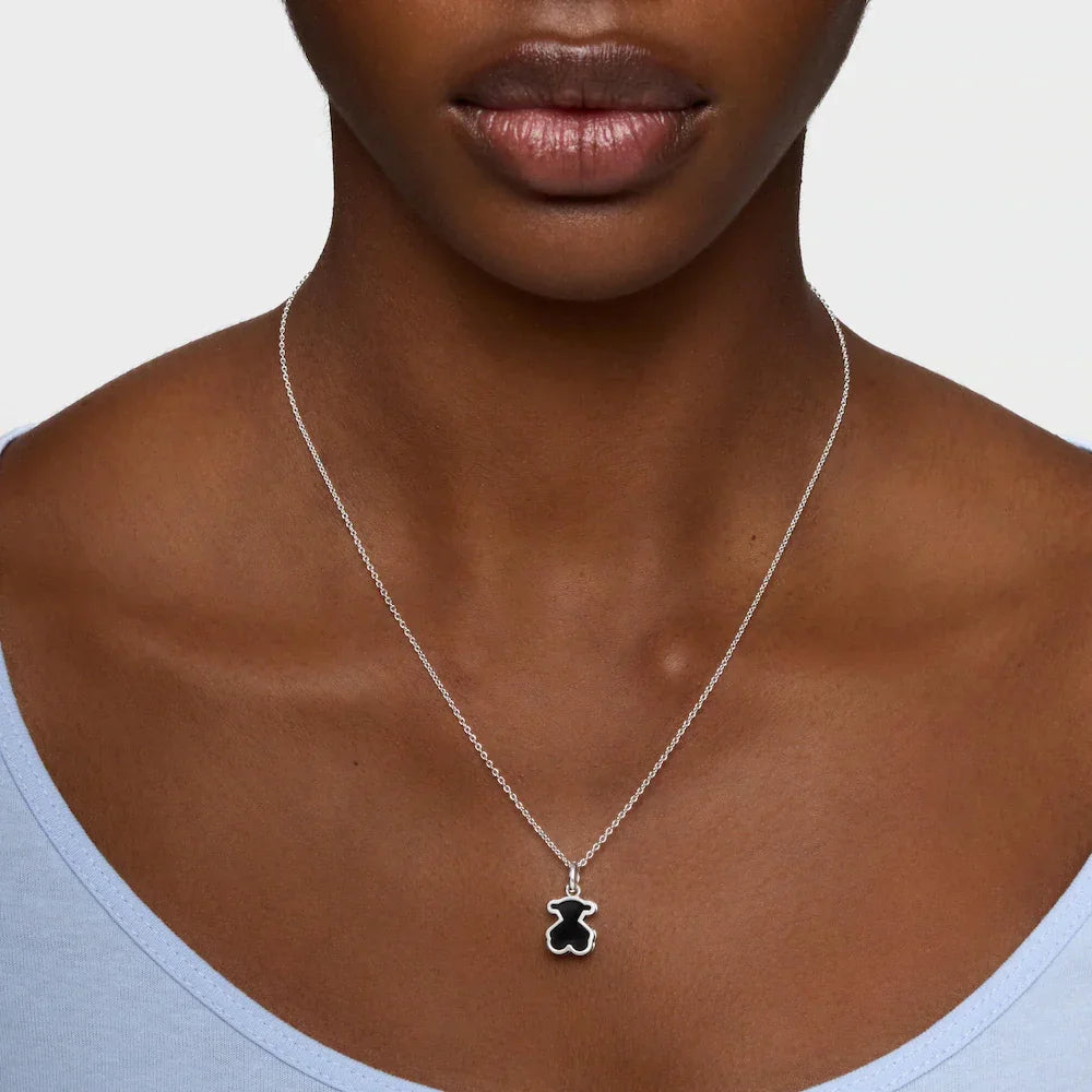 שרשרת כסף עדינה עם תליון דובי שחור, אופנה יוקרתית CHOZEN, קולקציית תכשיטים מובילים