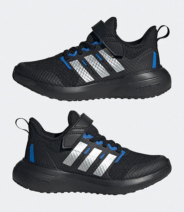 נעלי ספורט אדידס שחורות עם פסי כסף וכחול, דגם ילדים, HOMEPAGE CHOZEN