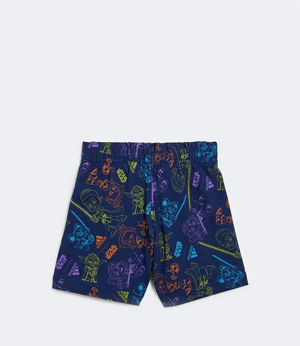 מכנסיים קצרים לילדים בצבע כחול כהה עם הדפס דמויות מצוירות צבעוניות מבית CHOZEN