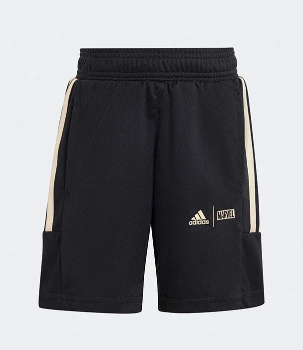 מכנסיים קצרים שחורים אדידס מרוול לילדים עם פסים בצד, אופנת CHOZEN