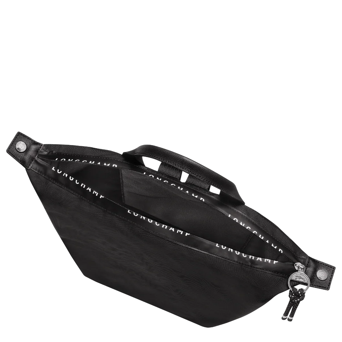 תיק שחור יוקרתי Longchamp לנשים, תצוגה עליונה של תא פנימי, מבית קבוצת אלפא CHOZEN