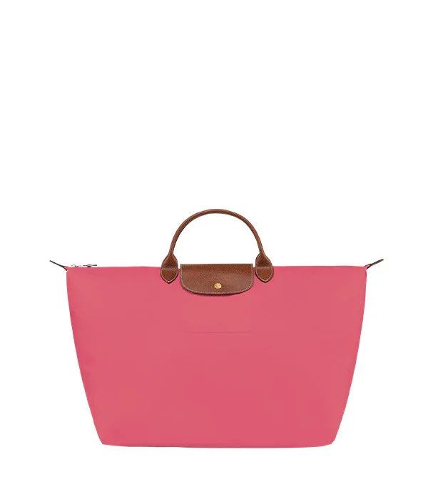 תיק יד ורוד עם ידיות עור חומות, מוצר יוקרה מהמותגים המובילים ב-CHOZEN