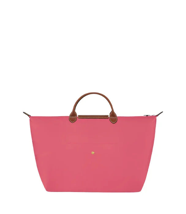 תיק ורוד עם ידיות עור חומות, אופנה יוקרתית CHOZEN, מיובא על ידי קבוצת אלפא