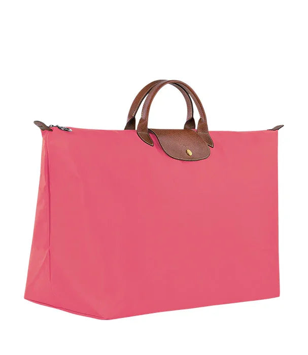 תיק יד ורוד עם ידיות עור חום, עיצוב קלאסי של מותג מוביל ב-CHOZEN