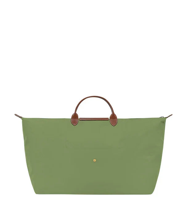 תיק נסיעות ירוק עם ידיות עור חום, עיצוב יוקרתי CHOZEN, המותגים המובילים מבית קבוצת אלפא