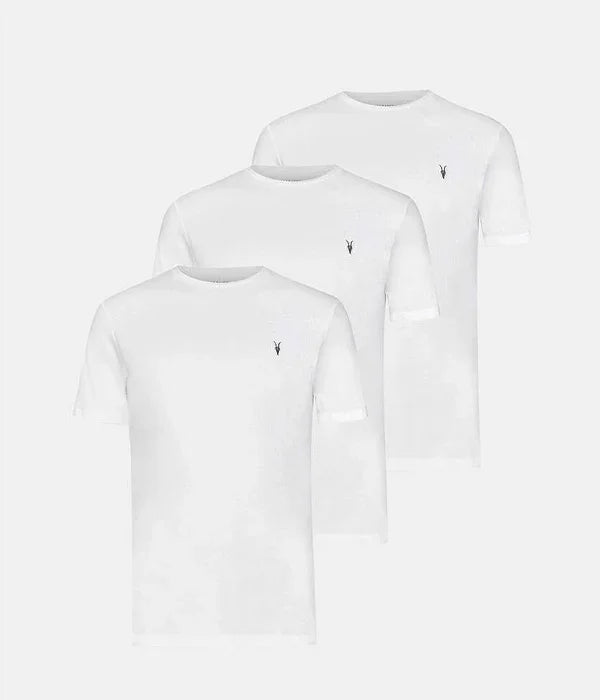 סט שלוש חולצות טי לבנות עם לוגו מותג, אופנת גברים CHOZEN