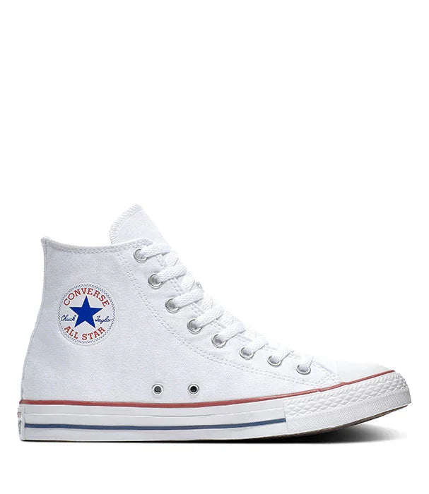 נעל סניקרס גבוהה לבנה קונברס אול סטאר, לוגו כחול ואדום, מבית CHOZEN מותגים מובילים