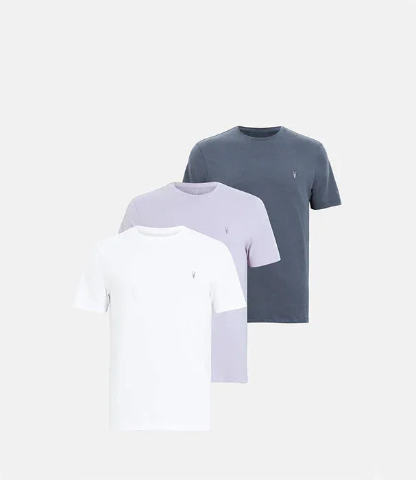 סט שלוש חולצות טי שירט בצבעים לבן, סגול ואפור, מבית CHOZEN, מותגים מובילים לגברים