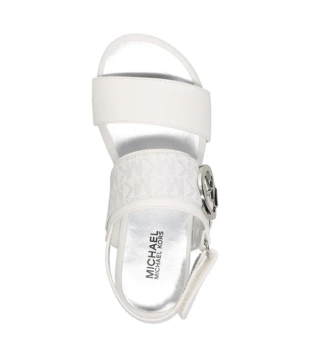 סנדל נשים לבן של MICHAEL KORS עם אבזם לוגו, אופנה יוקרתית בחנות CHOZEN