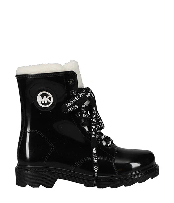 מגפון נשים שחור מייקל קורס עם שרוכים וסיומת פרווה, מבית CHOZEN מותגים מובילים