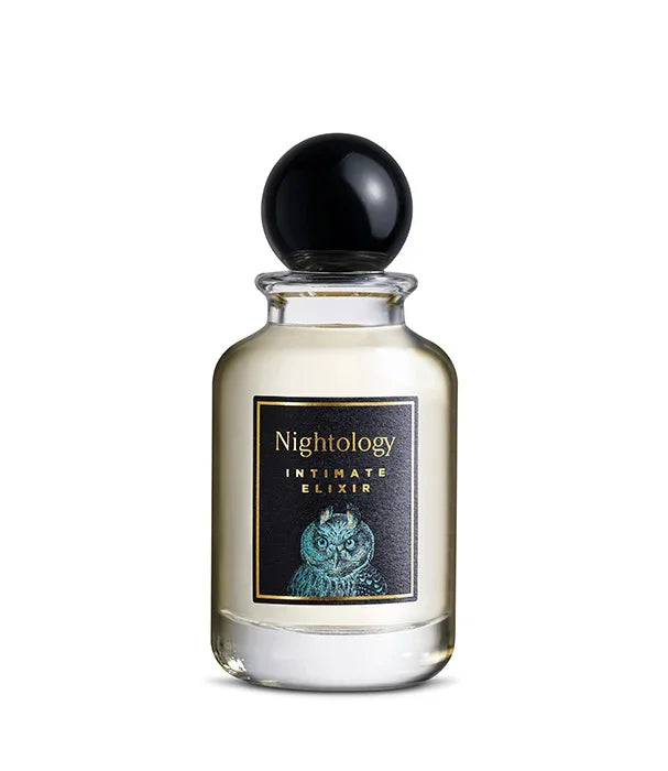 בקבוק בושם Nightology Intimate Elixir בעיצוב יוקרתי, 100 מ"ל, מופיע ינשוף בלוגו