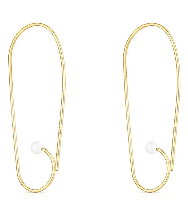 עגילים עדינים מזהב עם כדור לבן, עיצוב מודרני, מבית CHOZEN