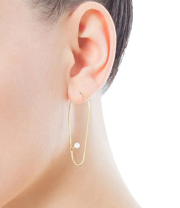 טואוס עגילים ארוכים בשילוב פנינה Nenufar ורמייל צהוב