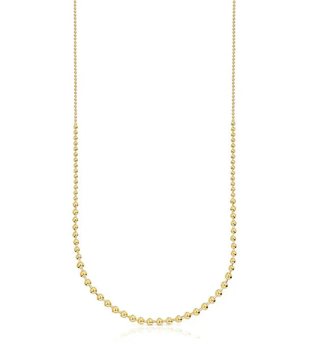 שרשרת זהב כדורית עדינה מבית CHOZEN, תכשיט יוקרתי לאישה, על רקע לבן