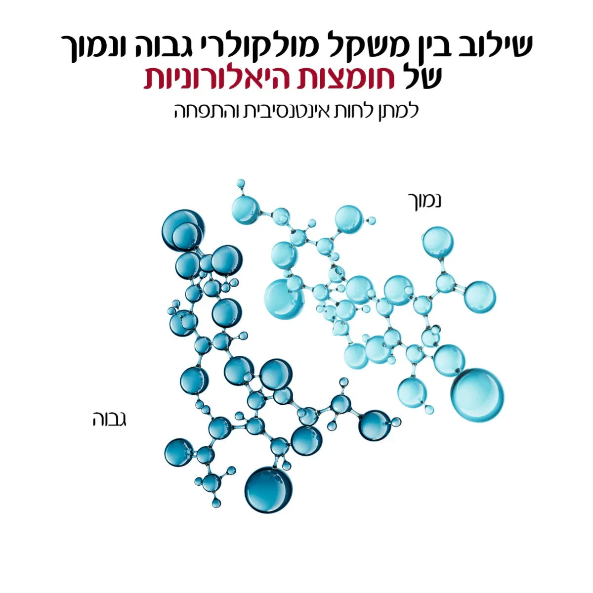 תרשים מולקולרי של חומצה היאלורונית, שילוב משקל מולקולרי גבוה ונמוך, מבית CHOZEN