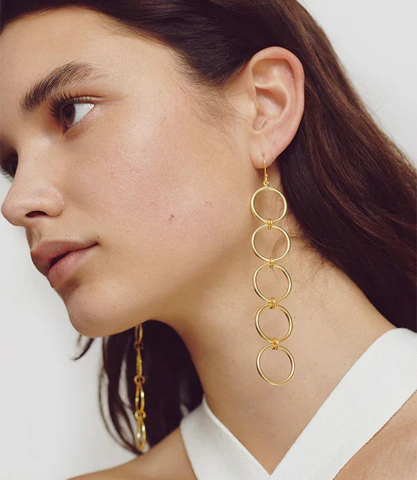 עגיל תליון זהב עם ארבעה חישוקים גדולים, אופנה יוקרתית CHOZEN