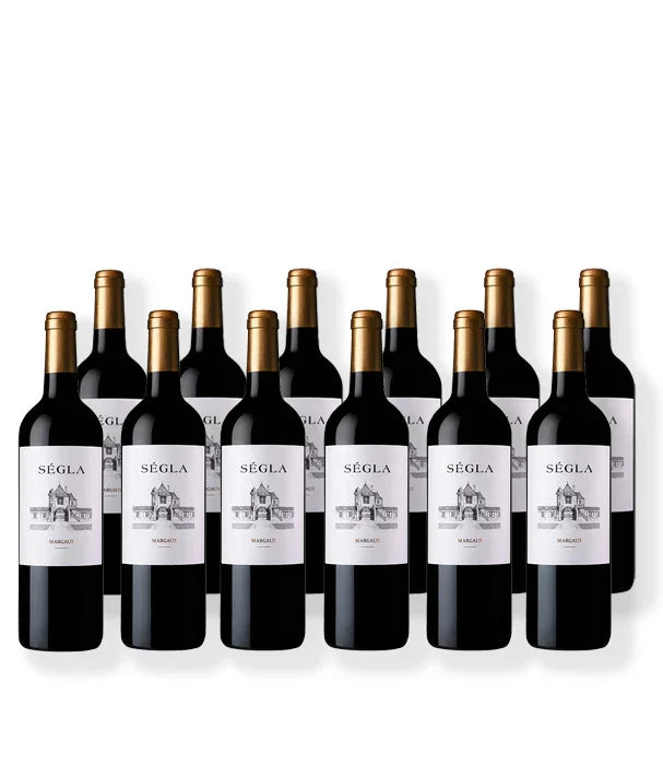 סט 12 בקבוקי יין אדום Ségla מרגו על רקע לבן, מבית CHOZEN מותגים מובילים