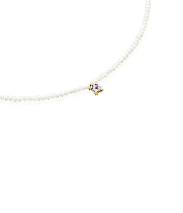 שרשרת פנינים עדינה עם תליון זהב ואבן שקופה, תכשיטי אופנה מבית CHOZEN