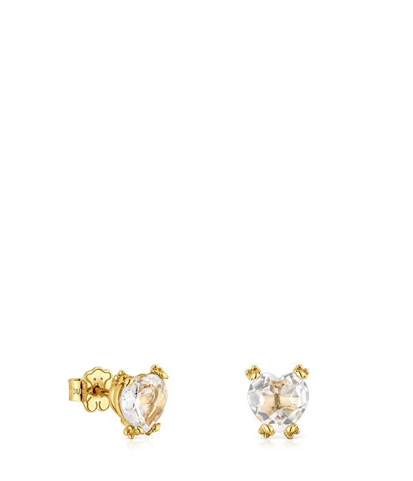 עגילי לב מזהב עם אבן שקופה, תכשיט יוקרתי מבית CHOZEN