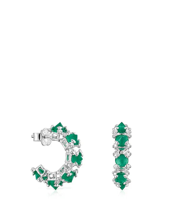 עגילי כסף ירוק משובצים אבני חן, תכשיטים יוקרתיים CHOZEN מבית קבוצת אלפא