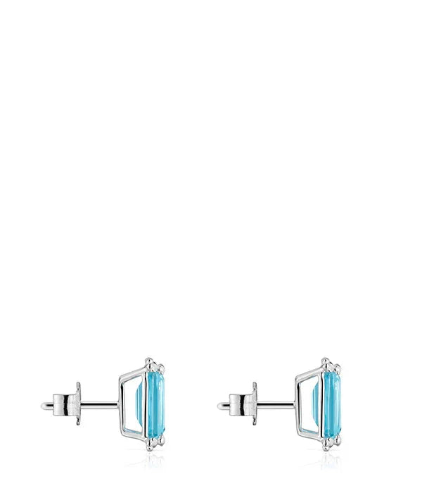 עגילי כסף עם אבן כחולה, תכשיטים עדינים מהמבחר של CHOZEN