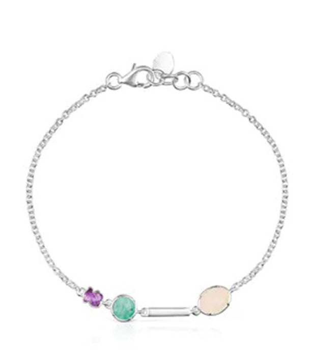 טואוס צמיד מוטיבים משובצים באבני חן Cool Color מכסף