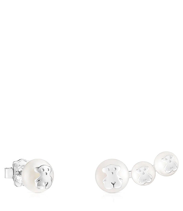 טואוס עגילי פנינה ודובי Icon Pearl מכסף
