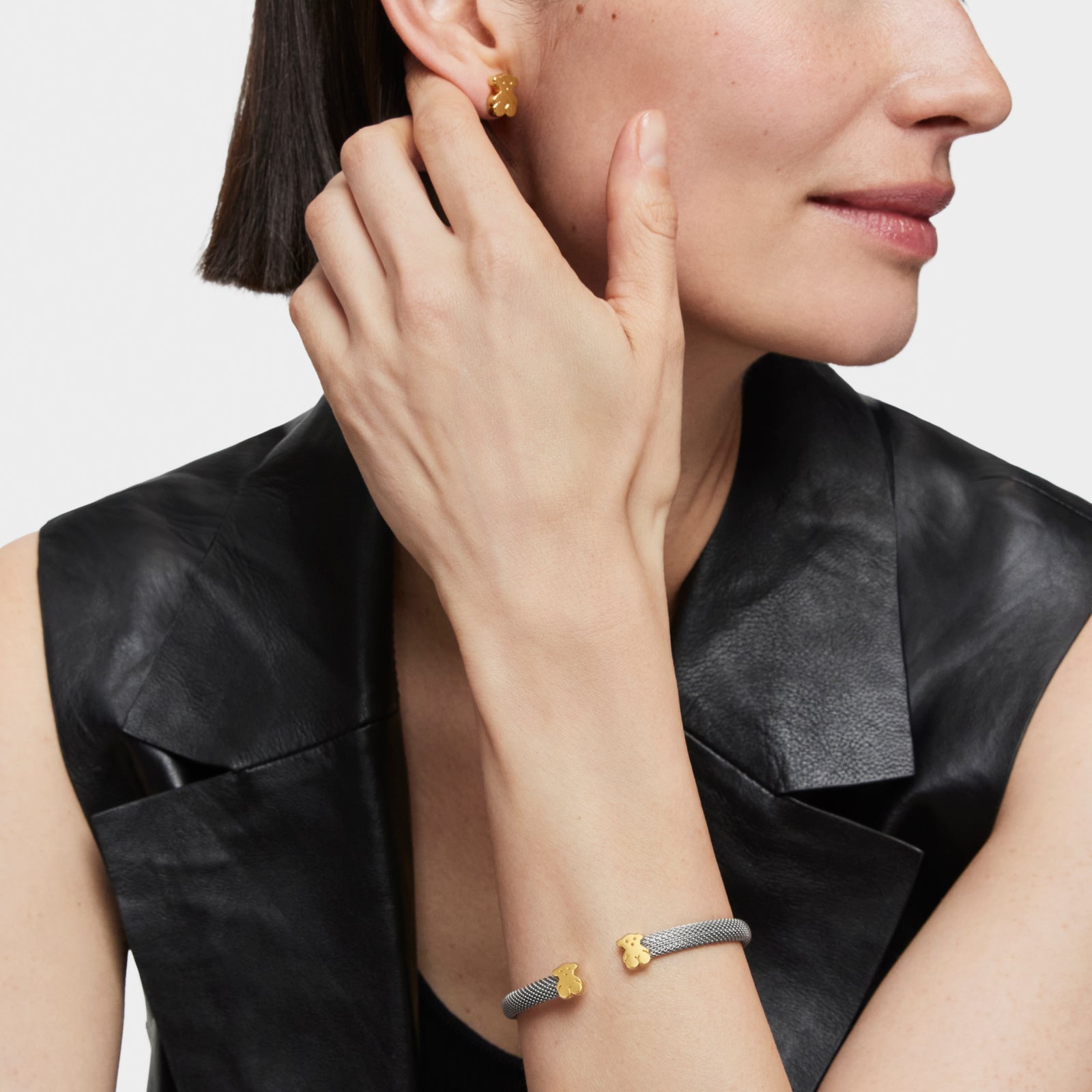 טואוס צמיד קשיח Mesh ממתכת עם מוטיב הדובי בזהב 18 קראט