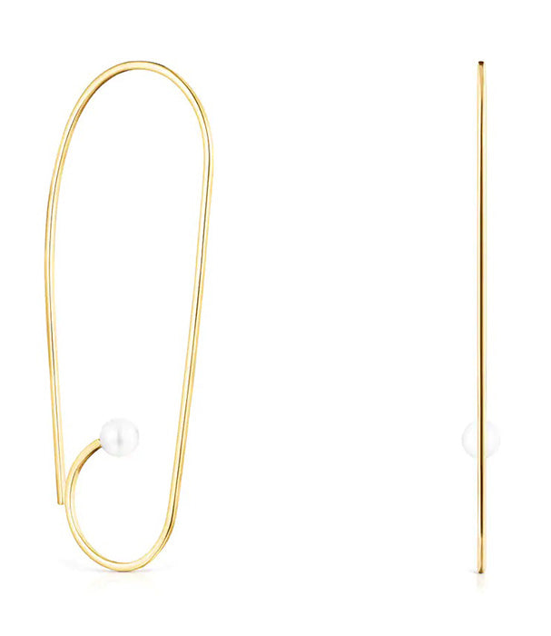 טואוס עגילים ארוכים בשילוב פנינה Nenufar ורמייל צהוב