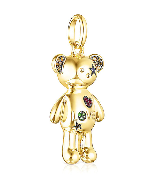 טואוס תליון דובי בשיבוץ אבני חן Teddy Bear Stars מורמייל ורוד