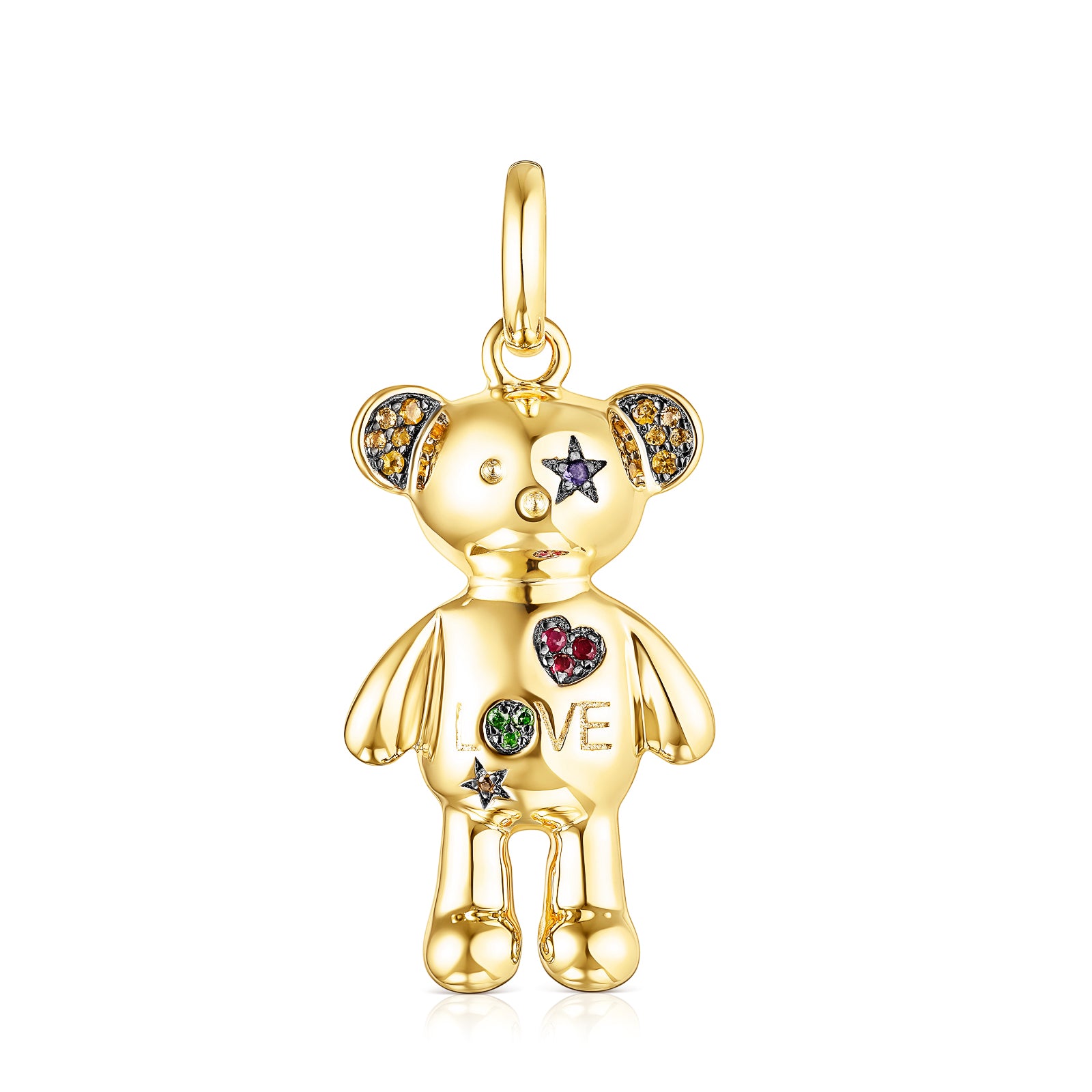 טואוס תליון דובי בשיבוץ אבני חן Teddy Bear Stars מורמייל ורוד