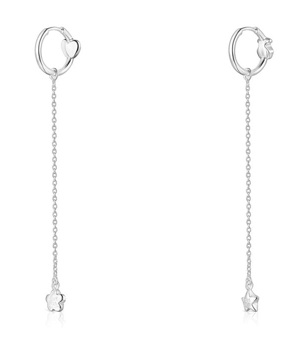 טואוס עגילי כסף ארוכים בשילוב אייקונים מתוקים