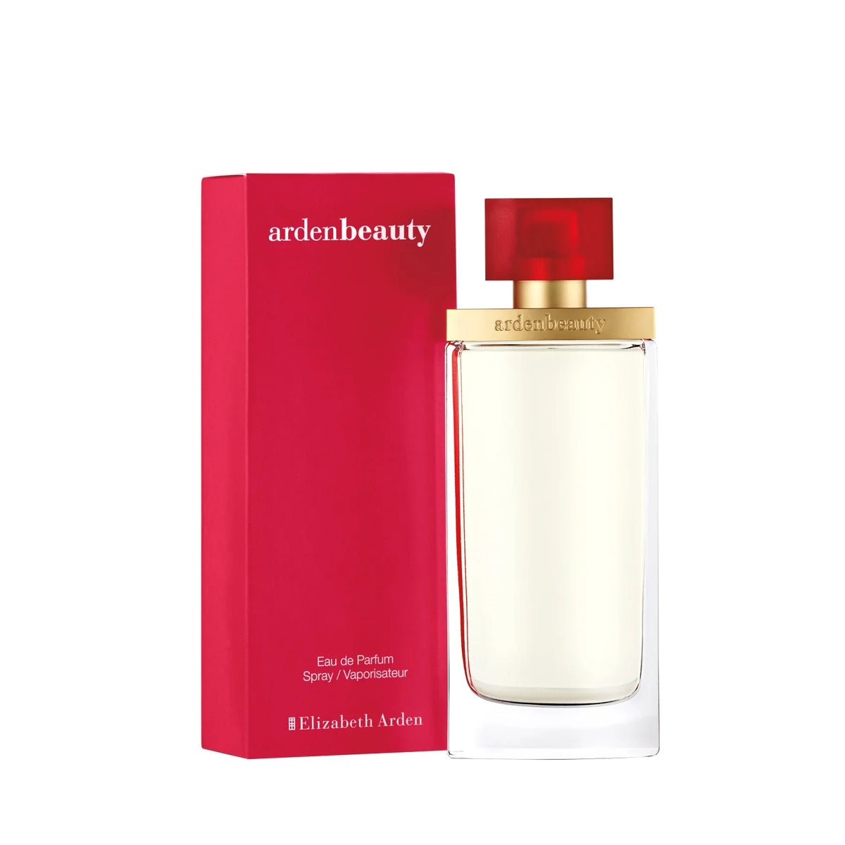 בושם ardenbeauty של Elizabeth Arden עם בקבוק מעוצב ואריזה אדומה, מבית קבוצת אלפא