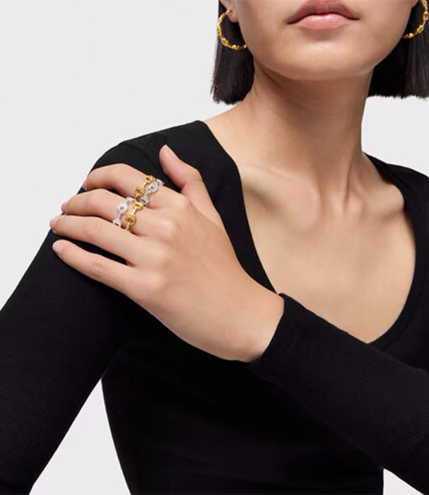 טואוס טבעת Logo‎‏ Manifesto מכסף ועליו זהב 18 קראט