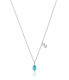 שרשרת כסף עדינה עם תליון אבן כחולה ותליון דוב קטן, מבית CHOZEN מותגים מובילים