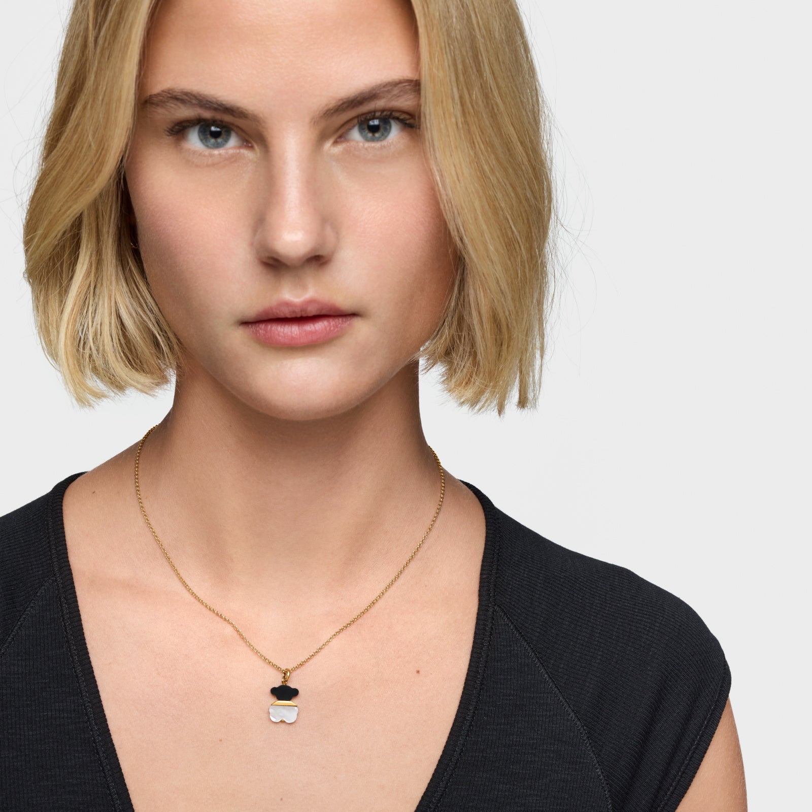 טואוס תליון דובי בשילוב פנינה ואבן חן Sweet Dolls מכסף ועליו זהב 18 קראט