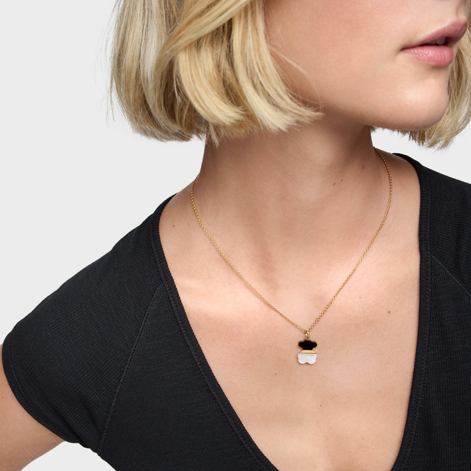 טואוס תליון דובי בשילוב פנינה ואבן חן Sweet Dolls מכסף ועליו זהב 18 קראט