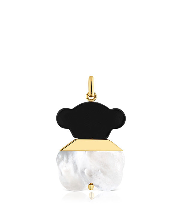 טואוס תליון דובי בשילוב פנינה ואבן חן Sweet Dolls מכסף ועליו זהב 18 קראט