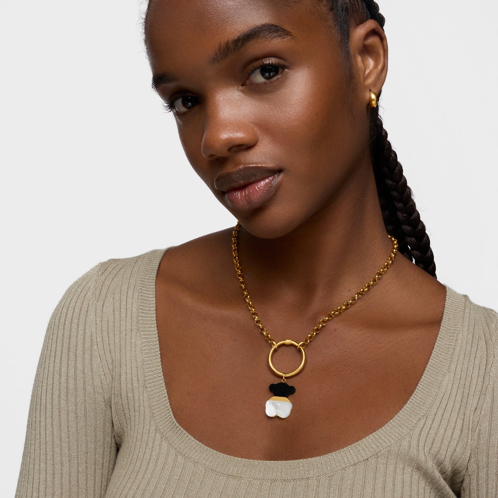 טואוס תליון דובי בשילוב פנינה ואבן חן Sweet Dolls מכסף ועליו זהב 18 קראט