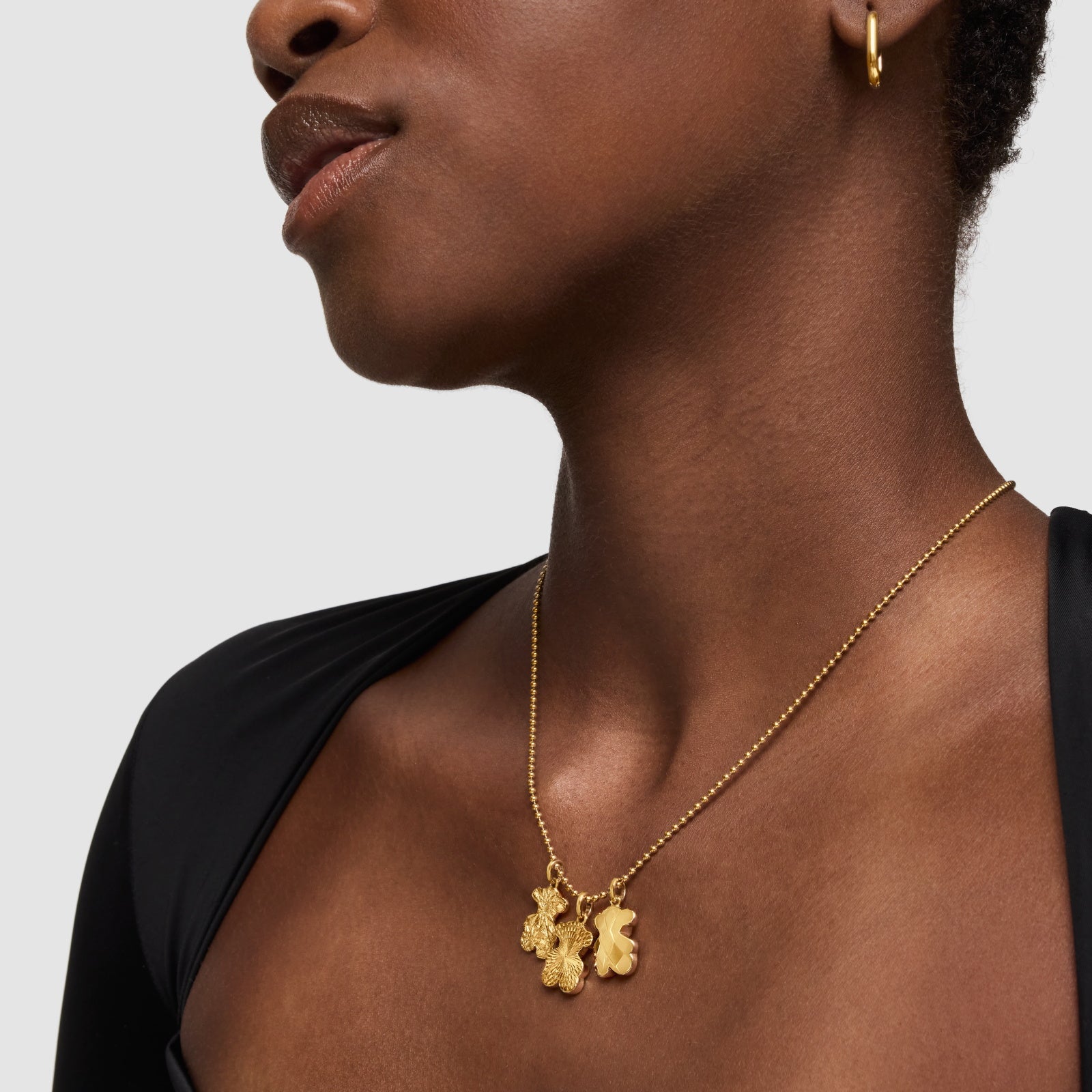 טואוס תליון במוטיב דובי בטקסטורה Sweet Dolls מכסף ועליו זהב 18 קראט