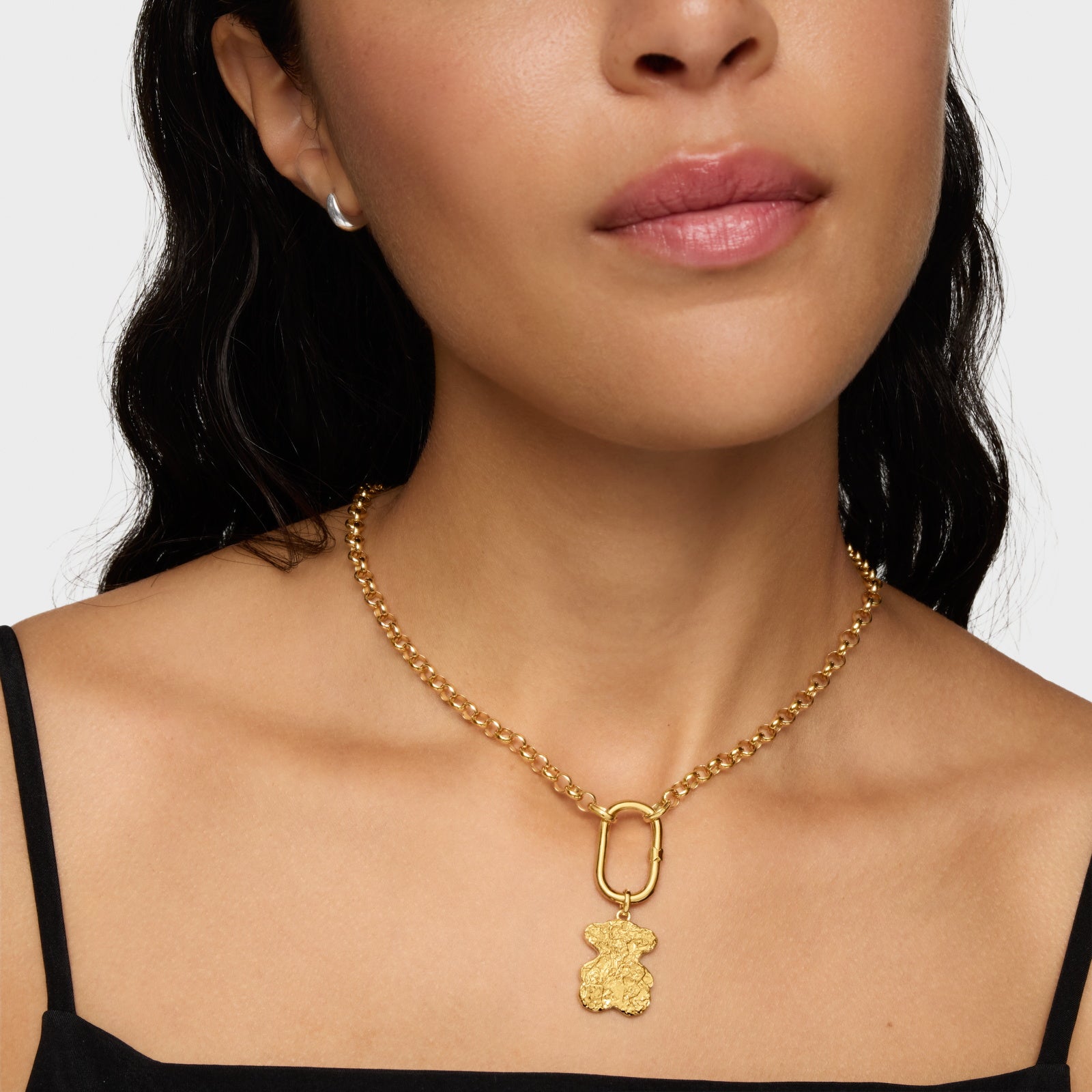 טואוס תליון במוטיב דובי בטקסטורה Sweet Dolls מכסף ועליו זהב 18 קראט