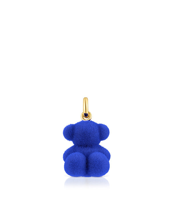 טואוס תליון דובי קטיפה כחול Bold Bear מכסף ועליו זהב 18 קראט