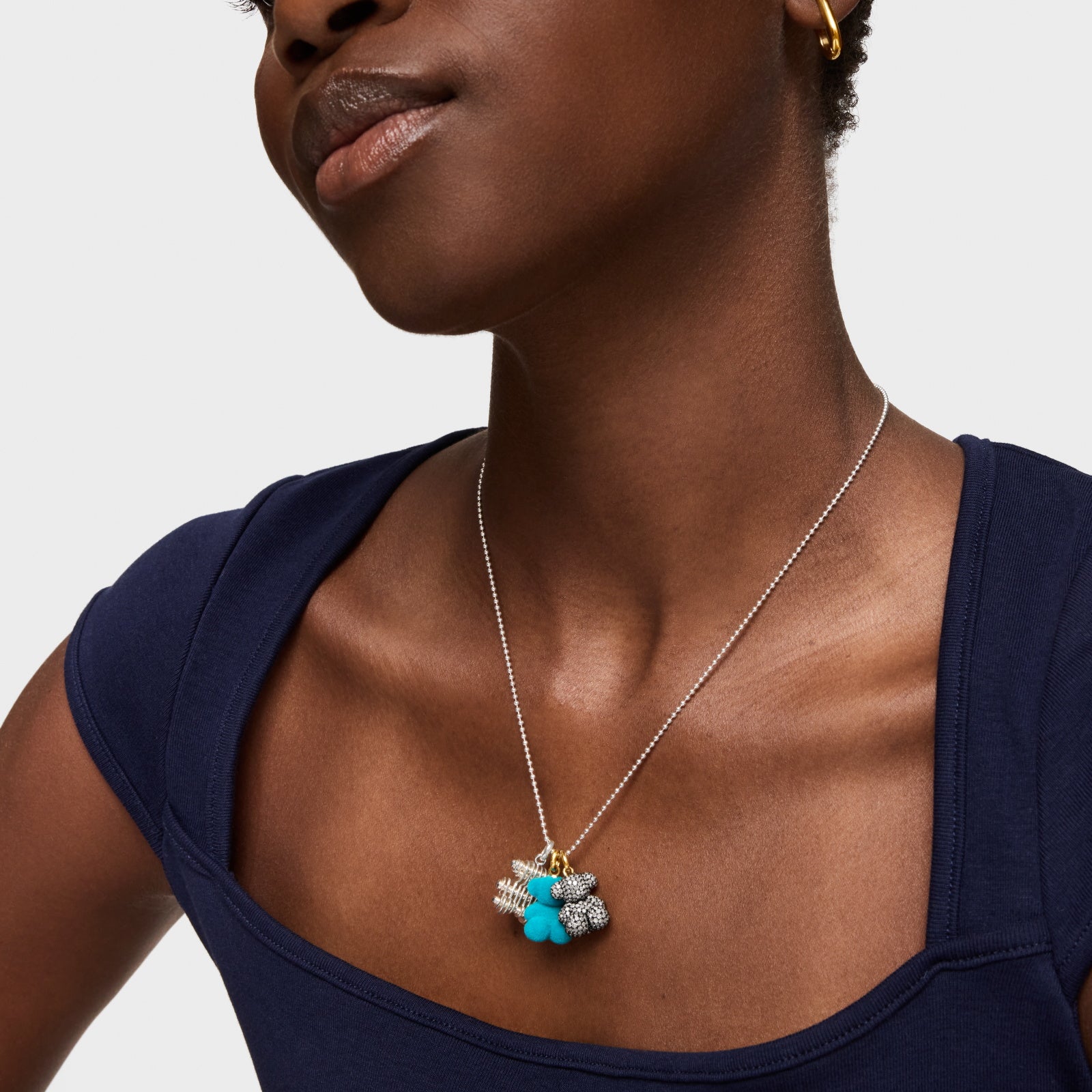 טואוס תליון דובי קטיפה טורקיז  Bold Bear מכסף ועליו זהב 18 קראט