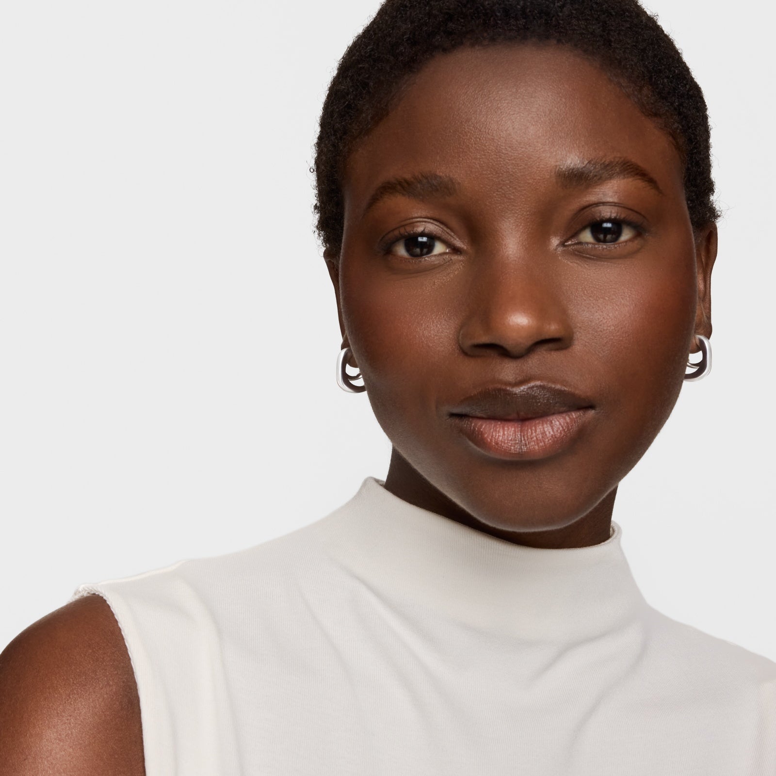 טואוס עגילי חישוק כפולים LINE מכסף