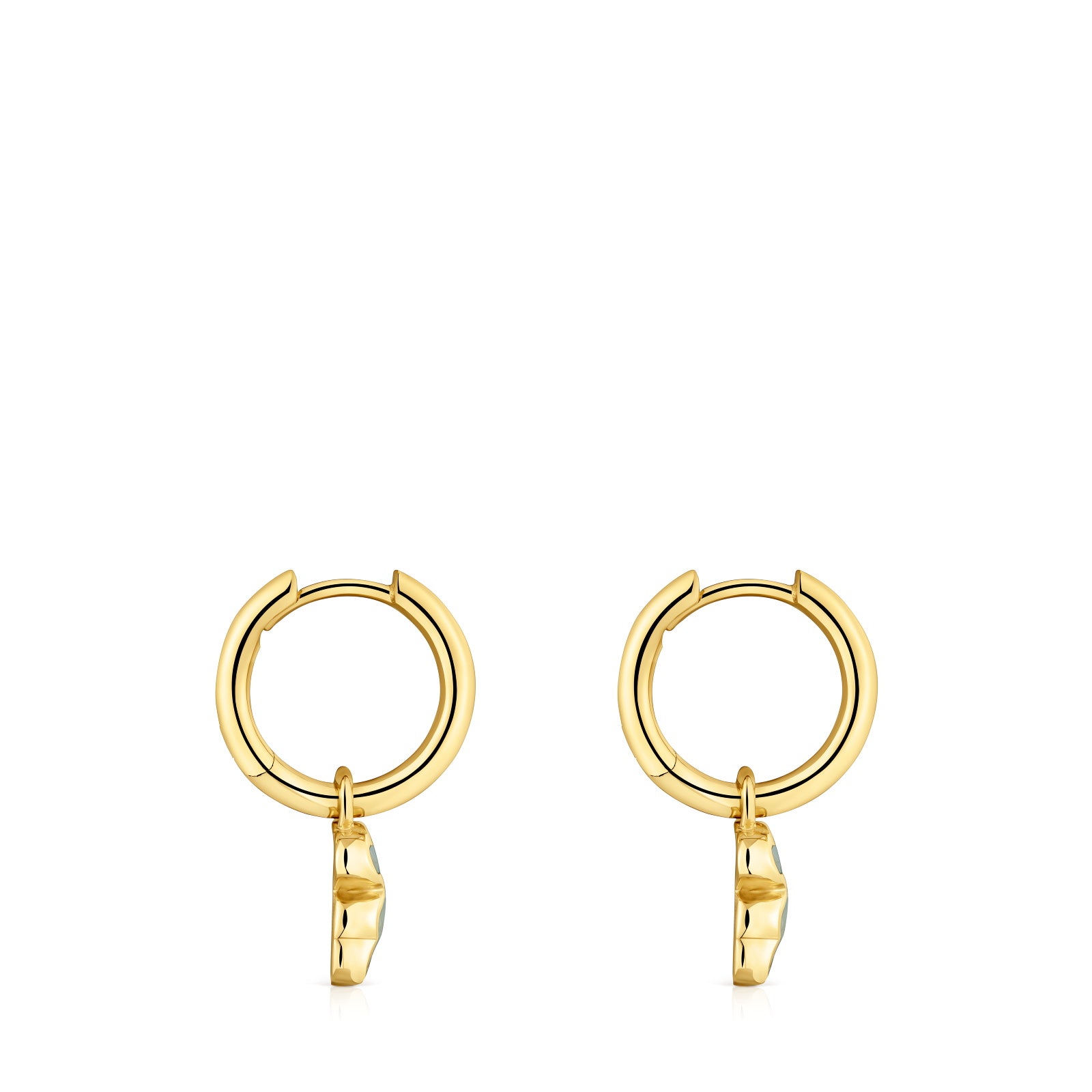 טואוס עגילי חישוק עם תליון דובי בשיבוץ אבן חן Icon Color מכסף ועליו זהב 18 קראט