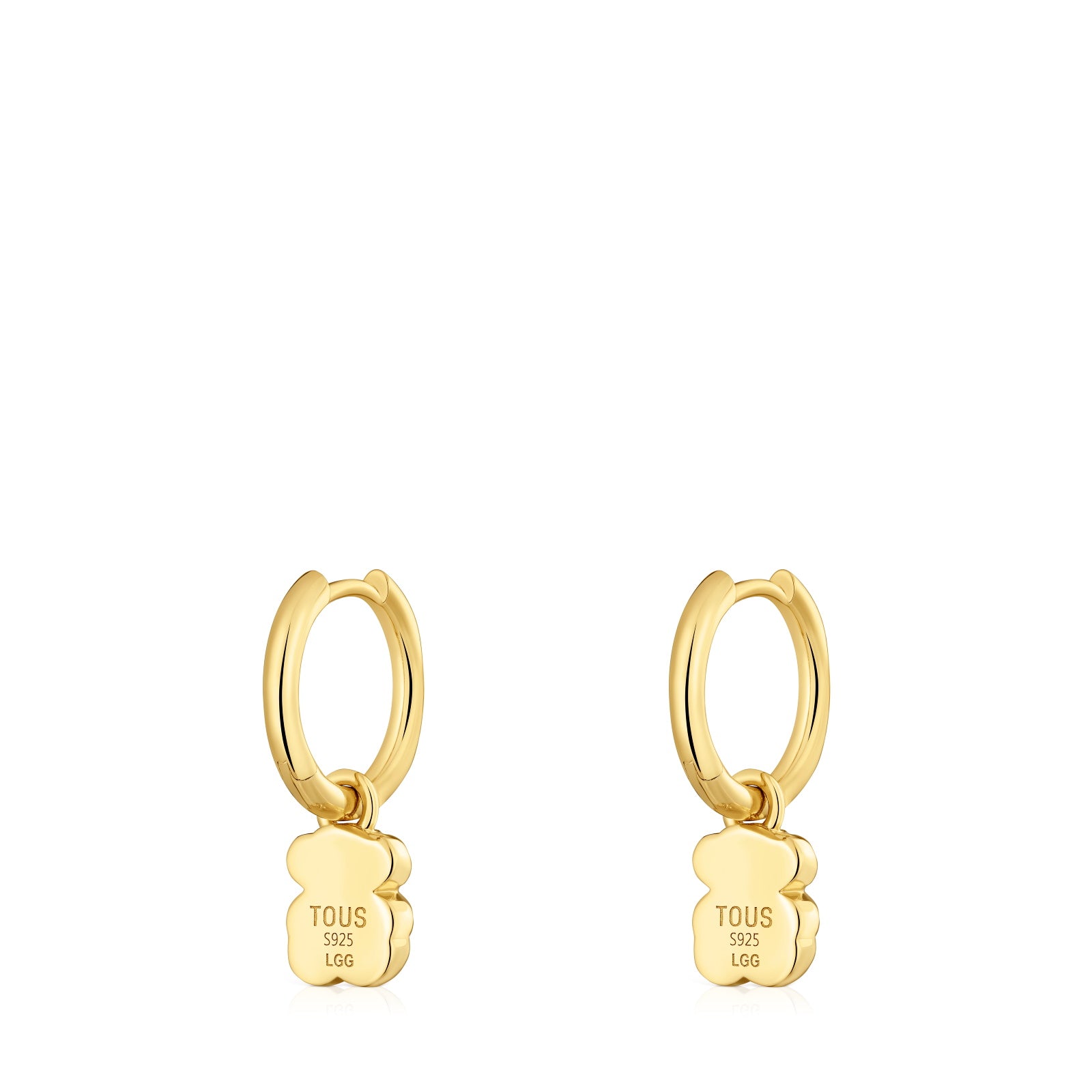 טואוס עגילי חישוק עם תליון דובי בשיבוץ אבן חן Icon Color מכסף ועליו זהב 18 קראט