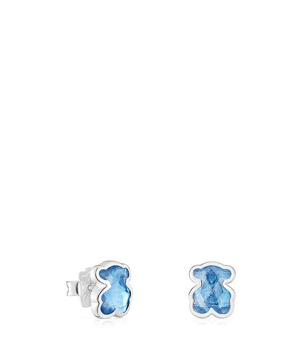טואוס עגילי דובי בשיבוץ אבן חן ספינל Icon Color מכסף
