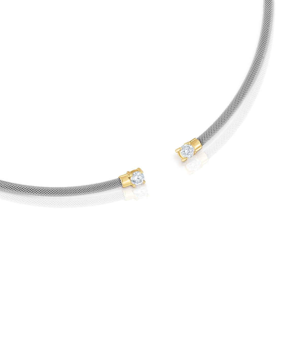 טואוס שרשרת פתוחה Mesh LGD מפלדה וזהב 14 קראט עם יהלומי מעבדה