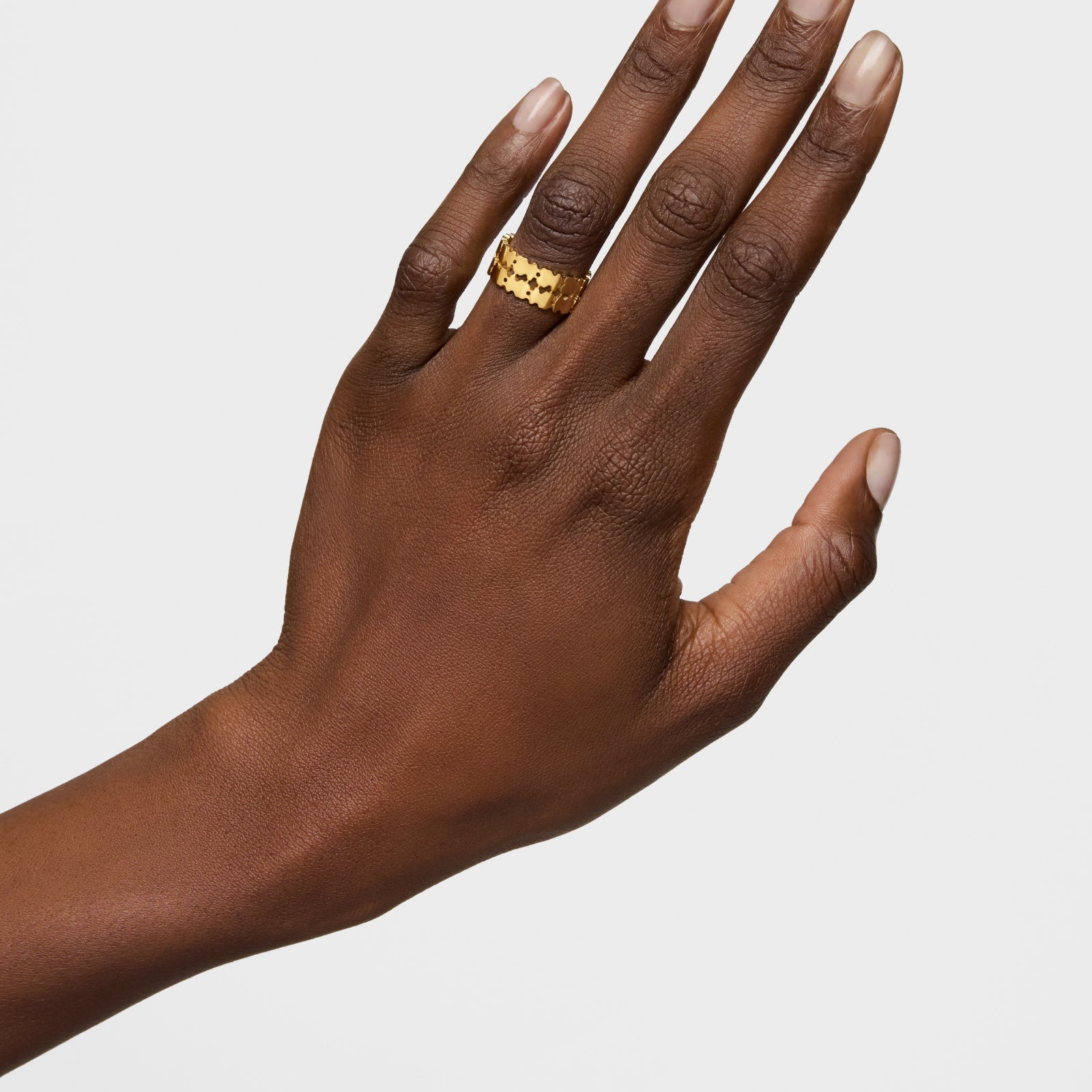 טואוס טבעת מוטיבי דובי כפולה Sweet 40s מכסף ועליו זהב 18 קראט