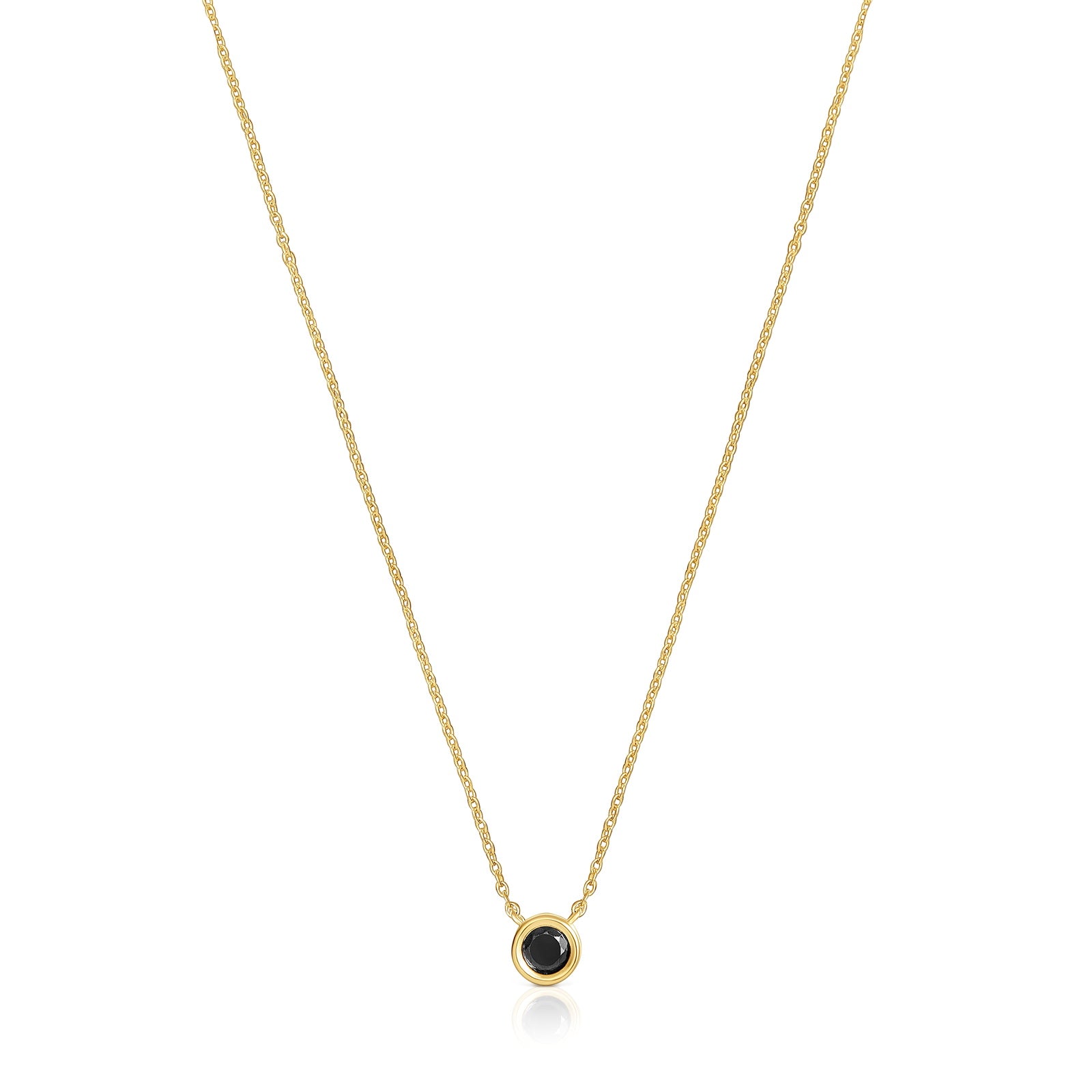 טואוס שרשרת בשיבוץ אבן ספינל שחורה Line מכסף ועליו זהב 18 קראט